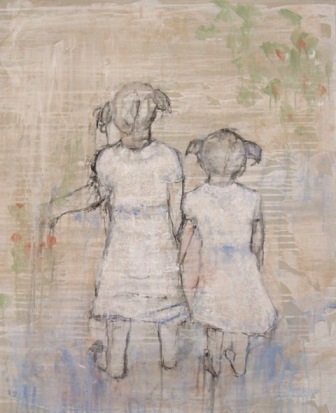&quot;Hermanas&quot;, mixta s / t, 100 x 81 cm.
